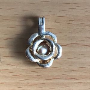 925 Silver Stamped Rose Pearl Pendant